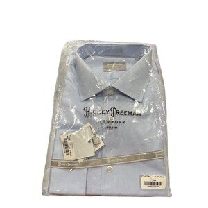 Hickey Freeman Men's Contemporary Fit Luxury Dress Shirt Light Blue Size 17.5